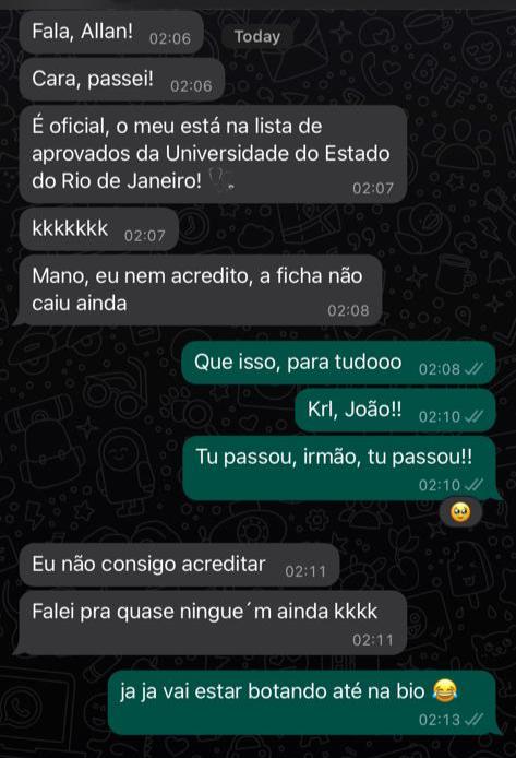 Depoimento de aluno aprovado — João